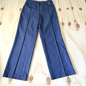 Anne Klein Women's Wide Leg Trouser Dress Pant Sz 4 Blue High Rise Chic Office